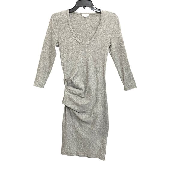 James Perse Ruched 3/4 Sleeves Shirt Dress Gray Women's Size 1 / Small - Picture 1 of 6